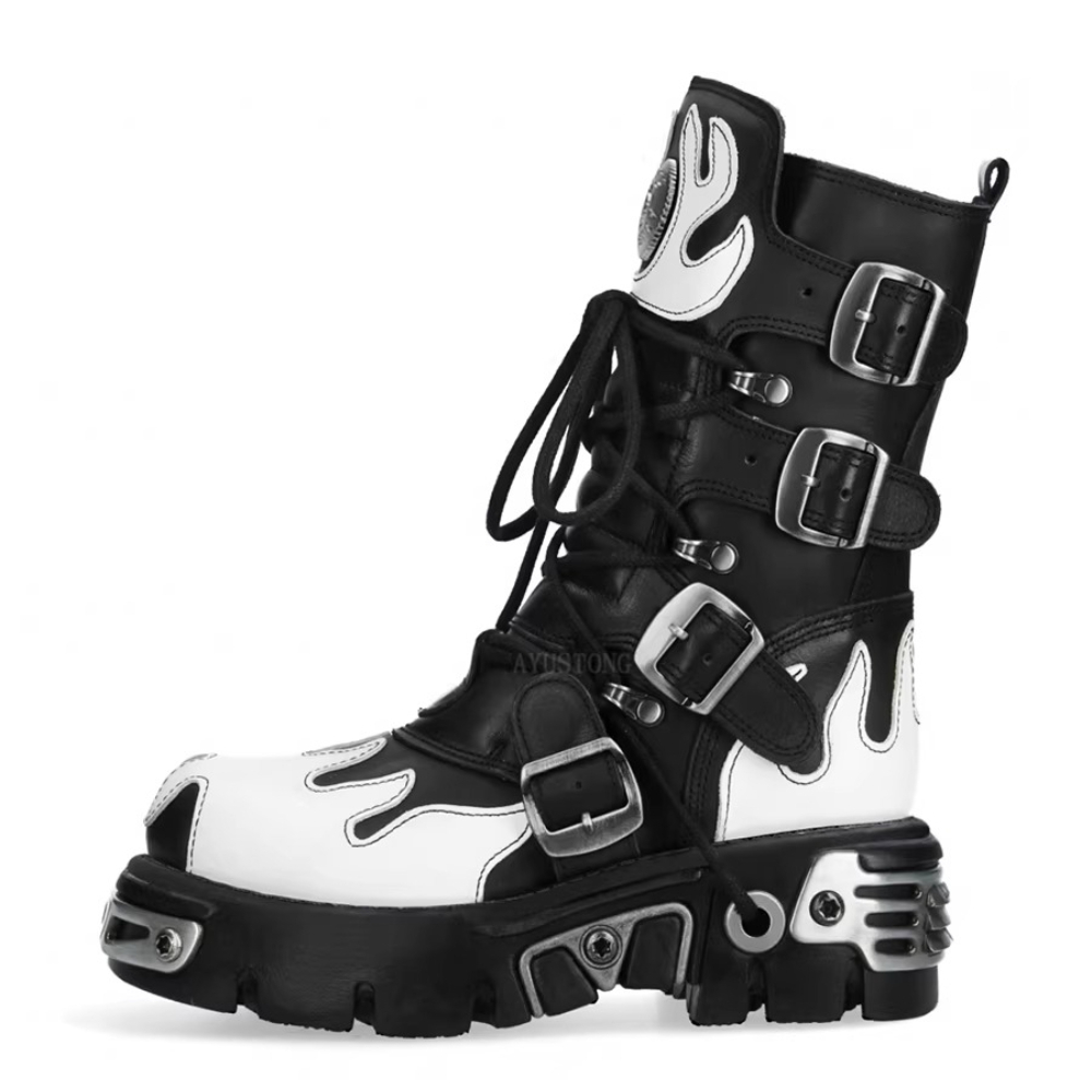 Men'S Accessories Leather - Fashion New Men's Flame Metal Goth
