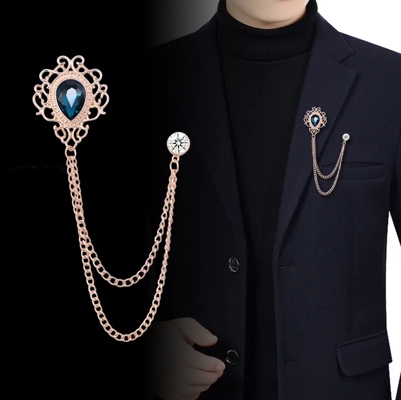 Men Accessories Jewelry - New Vintage Tassel Chain Rhinestone Crystal