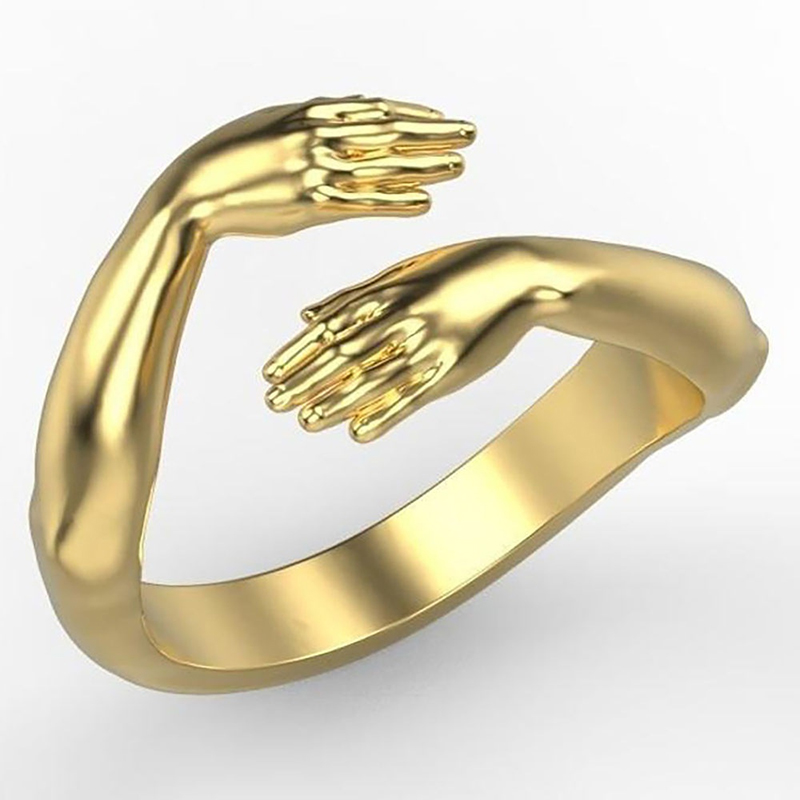 Men'S Accessories Hand Bands - Vintage Love Hugging Hands Open Rings