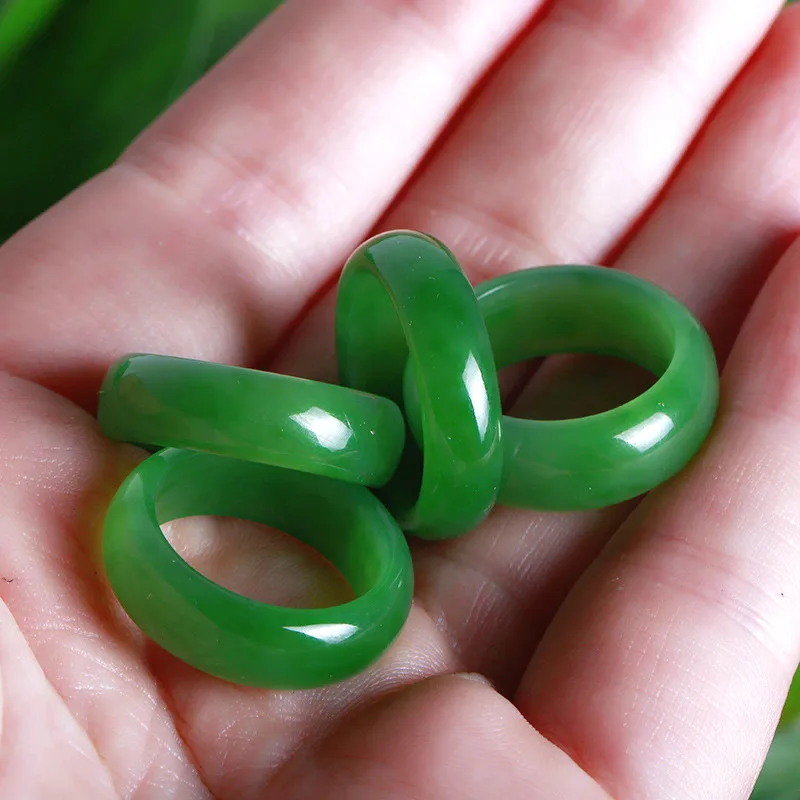 Men Accessories For Wedding - Natural Green Hetian Jade Ring Chinese