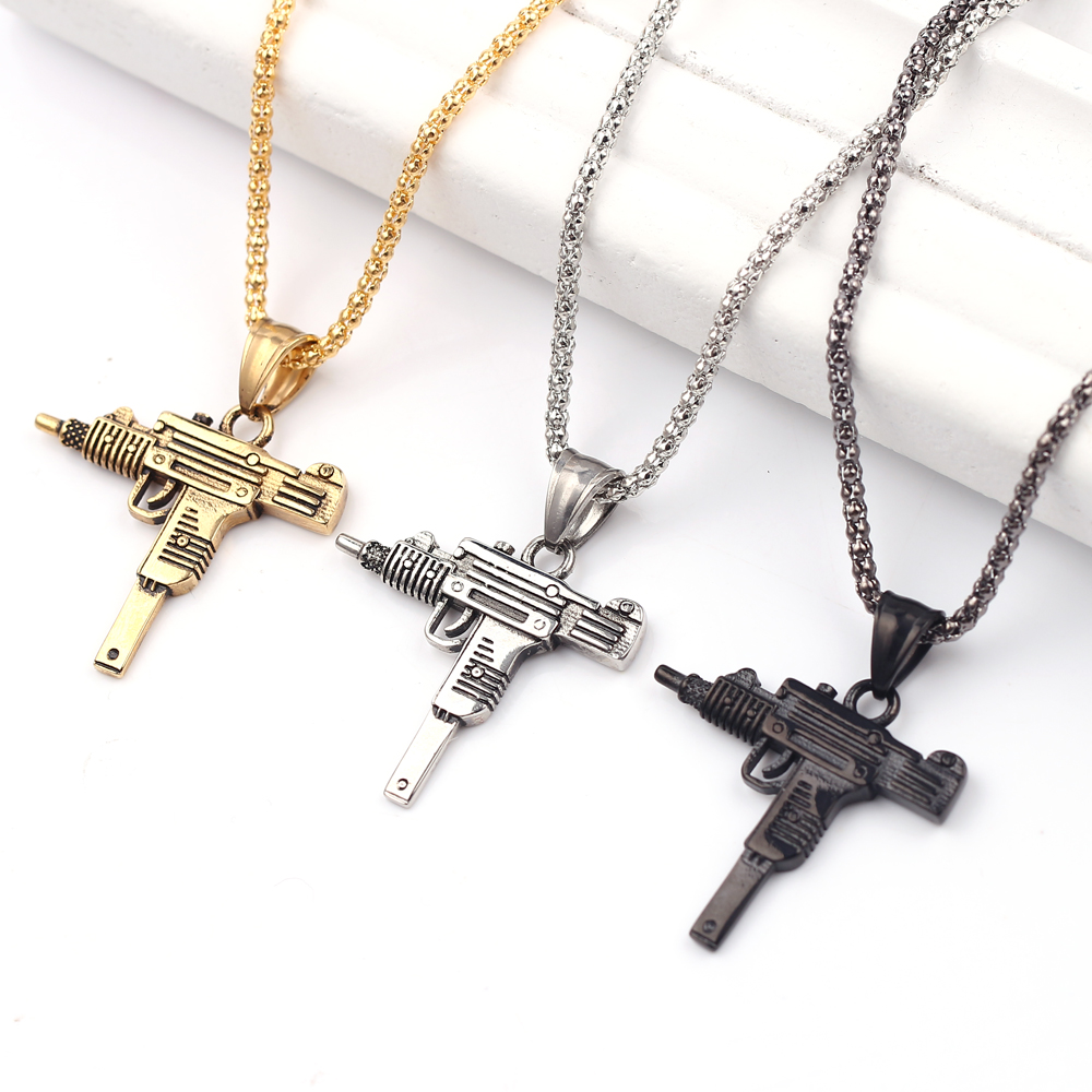 Punk Uzi Pistol Machine Gun Ne - огляд і ціна Men Accessories Jewelry