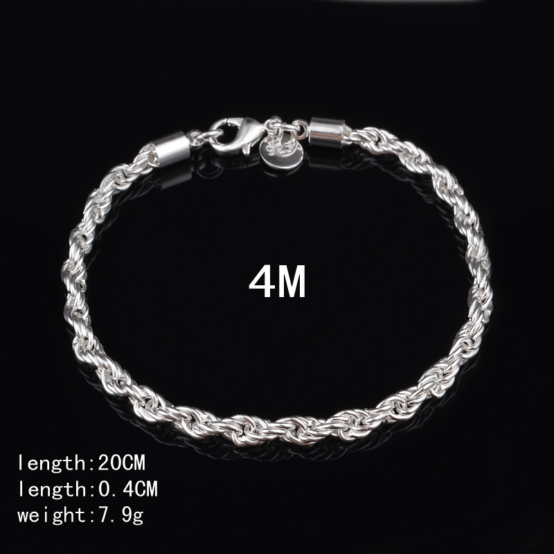 4MM Silver Plated Twisted Rope - огляд і ціна Men Accessories Singapore