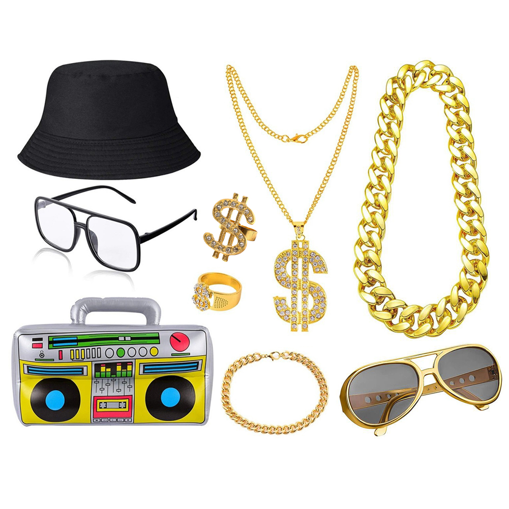 80s 90s Hip Hop Costume Kit fo - огляд і ціна Men Accessories Combo