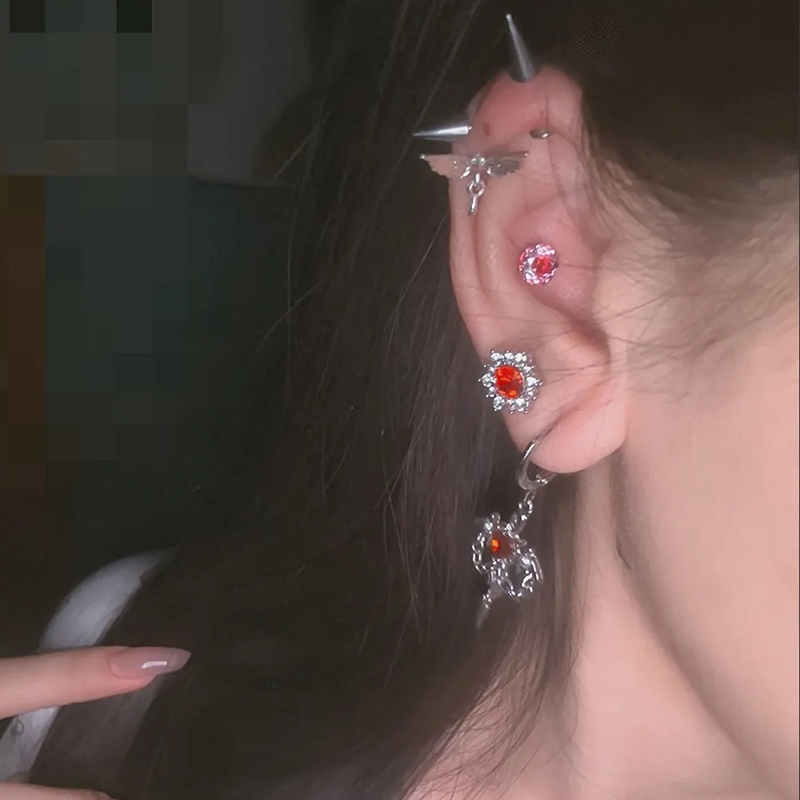 Punk Red Zircon Heart Wings Dr - огляд і ціна Men'S Accessories Drop Shipping
